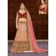 Maroon And Pink Pure Heavy Silk Heavy Embroidered Wedding Lehenga Choli