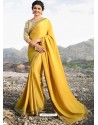 Yellow Soft Silk Stone Worked Designer Saree