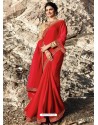Red Soft Silk Stone Worked Designer Saree