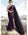 Purple Soft Silk Stone Worked Designer Saree