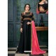 Black Satin Georgette Zari And Resham Embroidered Anarkali Suit