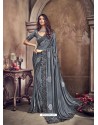 Grey Pure Imported Heavy Worked Bridal Saree