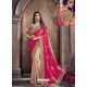 Rani And Cream Pure Imported Heavy Worked Bridal Saree