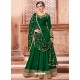 Dark Green Satin Georgette Embroidery Designer Anarkali Suit