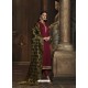 Wine Satin Georgette Diamond Worked Churidar Suit