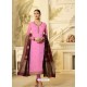 Hot Pink Satin Georgette Stone Worked Designer Churidar Suit