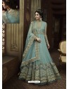 Sky Blue Net Heavy Embroidered Designer Anarkali Suit
