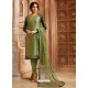Green Georgette Satin Embroidered Designer Churidar Suit