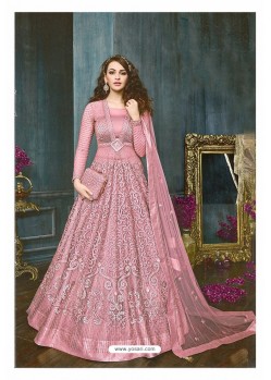 Pink Net Embroidered Designer Anarkali Suit