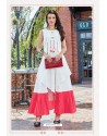 White And Red Premium Cotton Readymade Gown