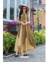 Cream And Brown Premium Cotton Readymade Gown