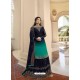 Awesome Navy Blue And Green Georgette Embroidery Designer Party Wear Salwar Suits