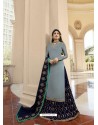 Classy Grey Georgette Embroidery Designer Party Wear Salwar Suits