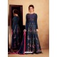 Navy Blue Heavy Silk With Pure Butterfly Net Designer Anarkali Suit