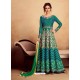 Teal Heavy Silk With Pure Butterfly Net Designer Anarkali Suit