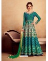 Teal Heavy Silk With Pure Butterfly Net Designer Anarkali Suit