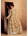 Beige Heavy Silk With Pure Butterfly Net Designer Anarkali Suit