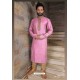 Trendy Pink Slub Silk Kurta pajama For Men
