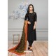 Ravishing Black Embroidered Straight Salwar Suit