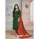 Scintillating Green Embroidered Straight Salwar Suit