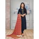 Awesome Navy Blue Embroidered Straight Salwar Suit