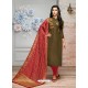 Trendy Coffee Embroidered Straight Salwar Suit