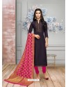 Marvellous Violet Embroidered Straight Salwar Suit