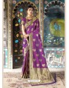 Classy Magenta Weaving Silk Wedding Party Wear Saree