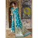 Fabulous Sky Blue Cream Weaving Silk Wedding Party Wear Saree