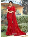 Classy Red Georgette Party Wear Saree
