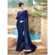 Awesome Navy Blue Georgette Party Wear Saree