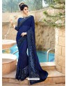 Awesome Navy Blue Georgette Party Wear Saree
