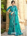 Trendy Teal Georgette Party Wear Saree
