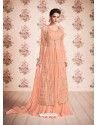 Ravishing Peach Embroidered Anarkali Suit
