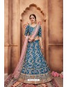 Attractive Blue Heavy Embroidered Party Wear Lehenga Choli