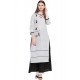 Light Grey And Black Cotton Readymade Kurti With Bottom