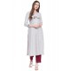 Light Grey And Wine Cotton Readymade Kurti With Bottom