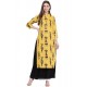 Yellow And Black Rayon Readymade Kurti With Bottom