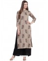 Light Brown And Black Rayon Readymade Kurti With Bottom