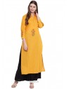 Trendy Yellow Rayon Printed Readymade Kurti With Bottom