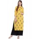 Classy Yellow Rayon Floral Worked Readymade Kurti With Bottom