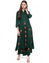 Dark Green Rayon Readymade Kurti With Bottom