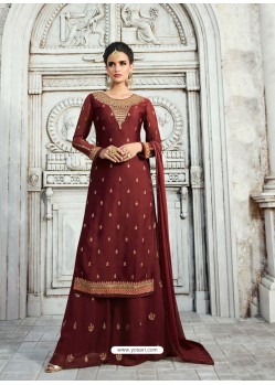 Awesome Maroon Designer Embroidered Salwar Suit