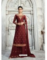 Awesome Maroon Designer Embroidered Salwar Suit