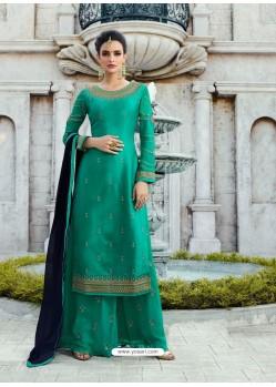 Trendy Sea Green Designer Embroidered Salwar Suit