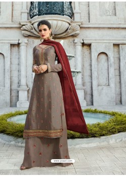 Fascinating Grey Designer Embroidered Salwar Suit