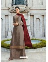 Fascinating Grey Designer Embroidered Salwar Suit