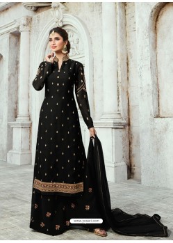 Scintillating Black Designer Embroidered Salwar Suit