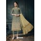 Ravishing Green And Grey Embroidered Straight Salwar Suit