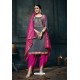 Scintillating Grey Embroidered Straight Salwar Suit